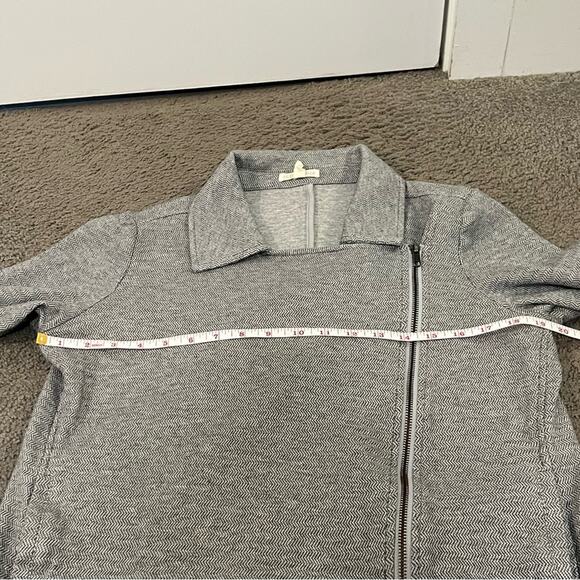 Eileen Fisher Women Size M Moon Herringbone Tweed Knit Motorcycle Jacket - Picture 10 of 13